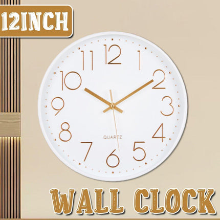 12Inch Silent Wall Clock Decorative Simple Plastic Clock for Living Room Home
