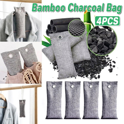 4pcs Bamboo Charcoal Deodorant Bags Activated Carbon Odor Absorber Linen Bags