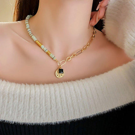 Fashion Natural Stone Necklace Retro Clavicle Chain Simple Jewelry Women