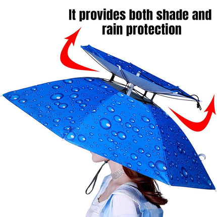 2-Layer Outdoor Foldable Sun Umbrella Hat Fishing Camping Headwear Cap Head Hat