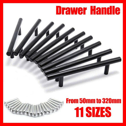 5PCS Black Kitchen Cabinet Door Handles Stainless Steel Door Drawer Pull T Bar - Aimall