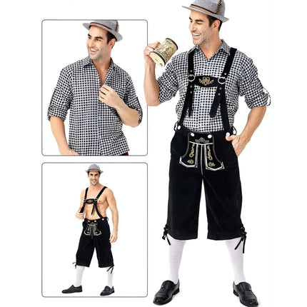 Oktoberfest Mens Lederhosen Costume Bavarian German Beer Embroidered Outfit - Aimall
