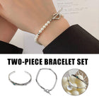 2PCS Luxury OT Buckle Bracelet Set Fashion Jewelry Women High-grade Design