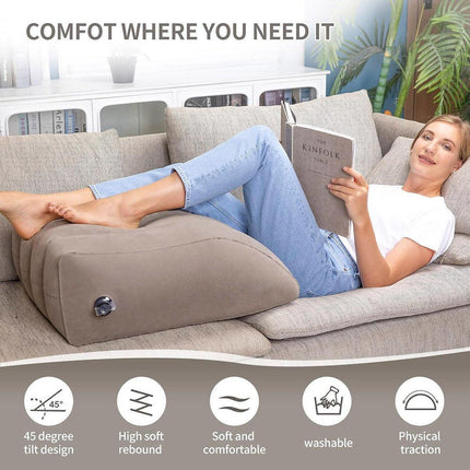 Inflatable PVC Leg Pillow Wedge Triangle Foot Cushion Flocking