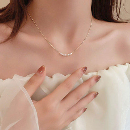 Gold Geometric Pearl Necklace Simple Elegant Temperament Daily Versatile Gift