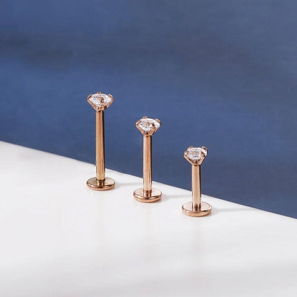 Stainless Steel Four Claw Zirconia Lip Stud Earrings Hypoallergenic Body Jewelry