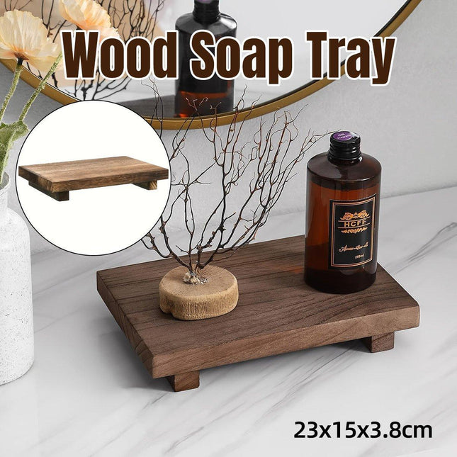 Wooden Soap Dish Storage Shelf Tray Rack Storage Box Case Bathroom Home Decor
