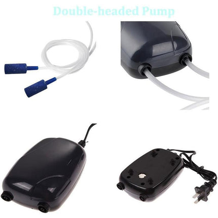 Oxygen Pump Aqua Fish Tank Aquarium Pond Air Bubble Disk Stone Aerator 2 Outlets - Aimall