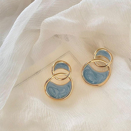 Vintage Haze Blue Earrings Women Elegant Dangle Drop Fashion Jewellery Gift