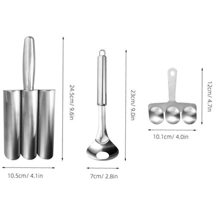 3PCS Stainless Steel Meatball Maker Fish Ball Mold Shrimp Slider Meat Tool