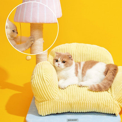 Multifunctional Cat Lounge Cozy Sofa Scratch Post Comfortable Kitty Rest Area - Aimall