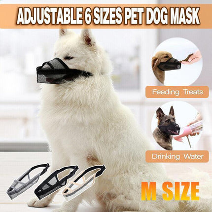 M Size Adjustable Pet Dog Mask Mouth Muzzle Anti Barking Bite Stop Chewing - Aimall