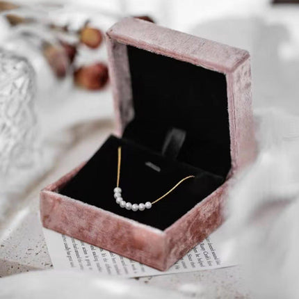 5PCS Pink Vintage Jewelry Velvet Ring Necklance Box Gift Wedding Box
