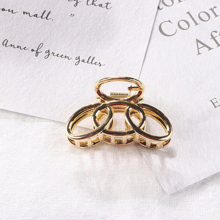 4PCS Small Three-Ring Metal Hair Grab Clip for Women in 4 Colours Zinc Alloy