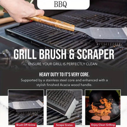BBQ Grill Cleaning Brush Heavy Duty Wire Scraper for Outdoor Grill Maintenance
