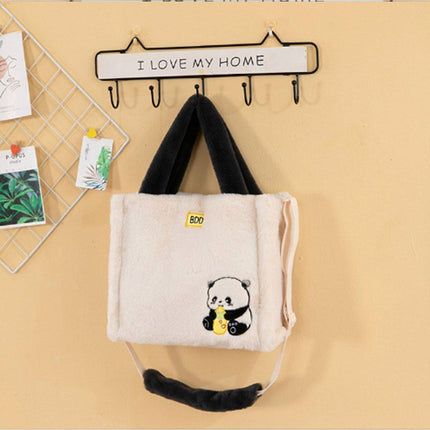 Kids Cartoon Panda Crossbody Bag Plush Ladies Shoulder Bag Cute Panda Design