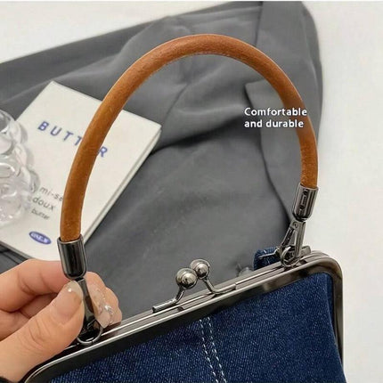 Small Handbag Women Tote Bag Cowboy Splicing Crossbody Shoulder Satchel Bag