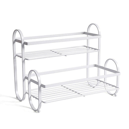 Iron Double Storage Shelf Organiser Durable Metal Rack for Kitchen Bathroom Use
