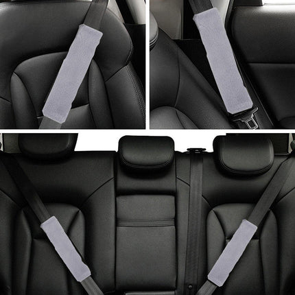 Winter Plush Shoulder Strap Cover Neck Cushion Pad for Comfortable Car Travel 2PCS