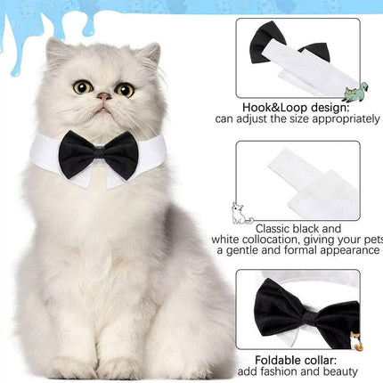 2pcs Pet Bow Tie Collar Dog Cat Suit Dress Accessories Adjustable Neck Strap