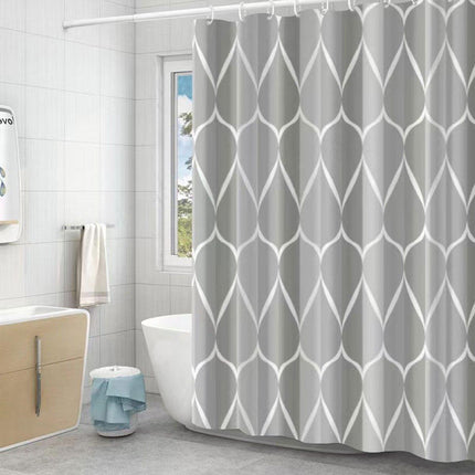 Waterproof Fabric Shower Curtain Simple Bathroom Curtain No Drill Bath Screen