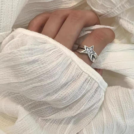 Adjustable Stacked Star Opening Ring Jewelry Five-pointed Star Design Unisex