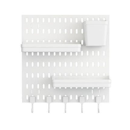 Wall Mounted Pegboard Storage Rack No Drill Organizer Tool Shelf Home Office