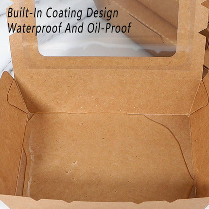 50pcs Kraft Paper Take Out Box Salad Fried Chicken Lunch Box Open Window