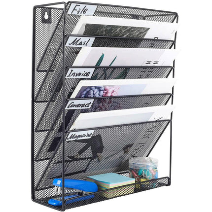 5 Tier Iron File Organiser Desktop File Management Shelf for Office Storage Desk