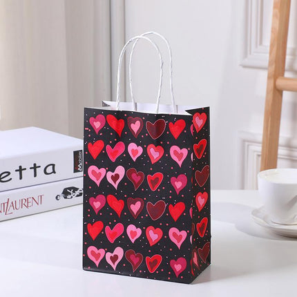 30x Valentines Day Love-Themed Tote Bag Elegant Kraft Paper Handbag Lightweight