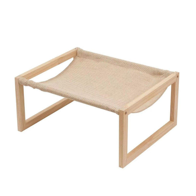 Comfortable Solid Pine Wood Pet Bed Raised Breathable Rectangular Cat Sleep