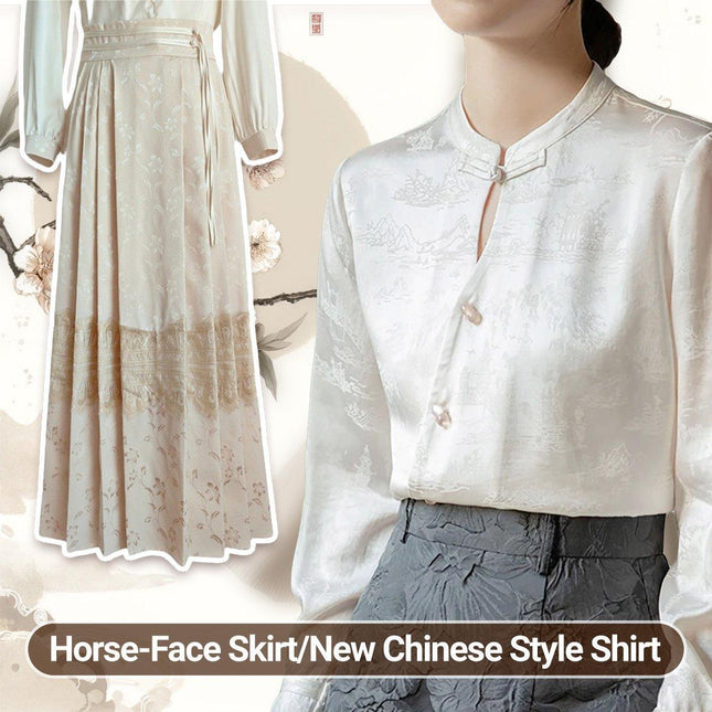 Chinese Style Embroidery one-piece Horse Face Skirt Long-sleeved Retro Shirt