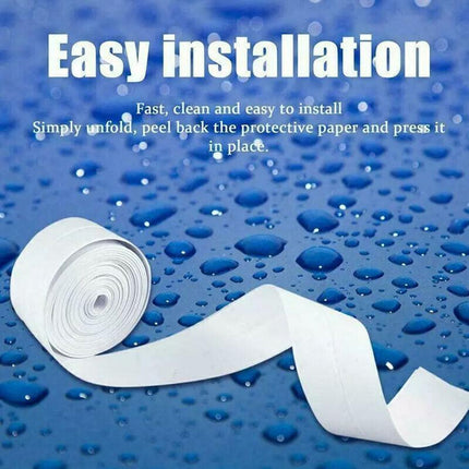 Kitchen Bathroom Sink Sealing Strip Waterproof Tape 3.2M White Easy to Clean Clear - Aimall