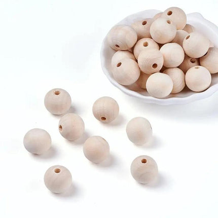 50 x 30mm Round Wood Bead Natural Unpainted Unfinished Wooden Beads Ball Spacer - Aimall