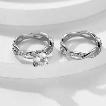 Simple Four Claw Twist Diamond Wind Ring Elegant High Grade Jewelry Gift for Her