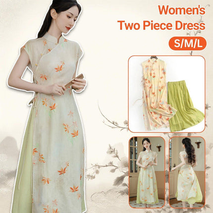 Chinese Women Long Dress Modified Cheongsam Design Sense Elegant Temperament