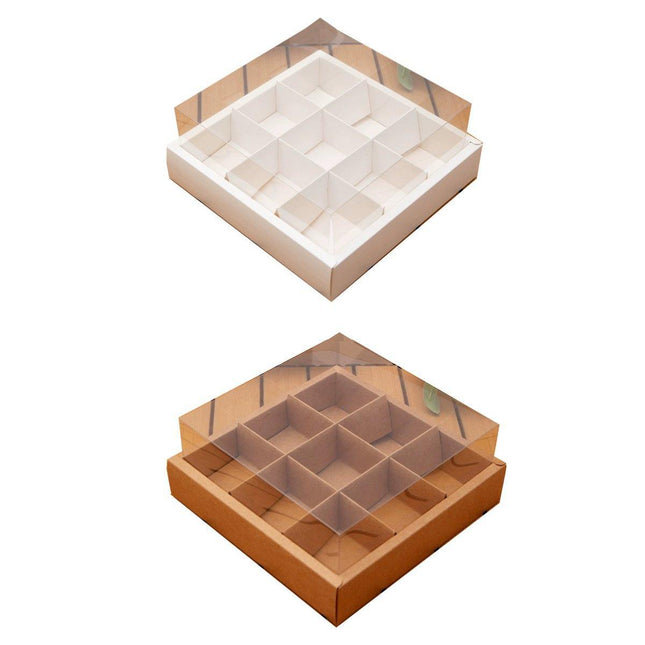 Clear Plastic Nine-grid Cake Box Pack of 10 Storage Containers High Quality