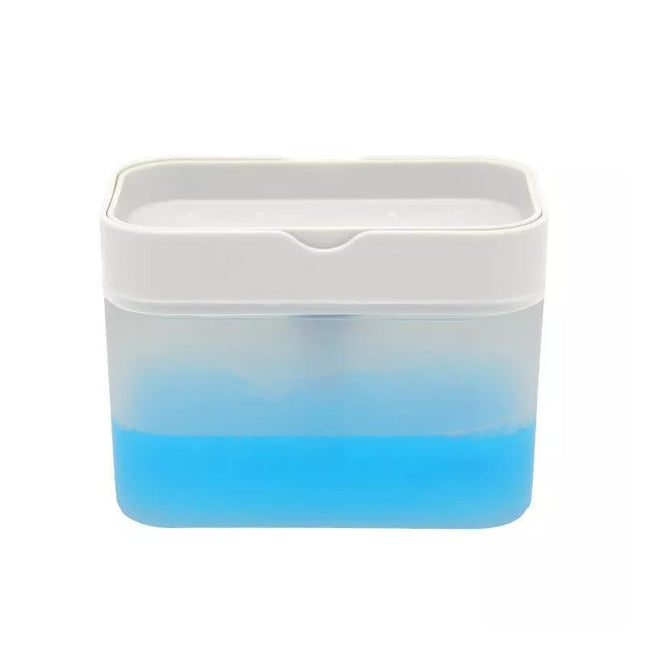 2 In 1 Soap Pump Dispenser Sponge Holder Dish Washing Liquid Container Kitchen - Aimall
