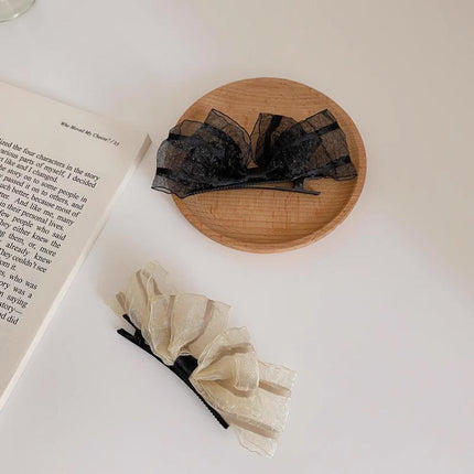 2PCS Women Hair Clip Side Bow Knot Barrettes Hairpin Party Headdress Gifts Lace - Aimall