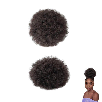 8 Inch Afro Wig Curly Ponytail Hairpiece Natural Puff Bun Hair Extension Black