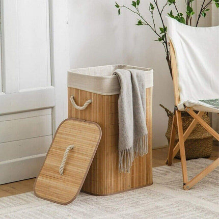 Dustproof Bamboo Laundry Basket Storage Basket for Dirty Clothes Organization