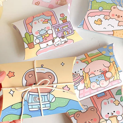 100PCS Pillow Shape Gift Boxes Paper Pouch Folding Carton Party Wedding Favors