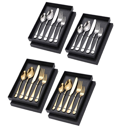 2pcs Stainless Steel Cutlery Set 5pcs Forks Spoons Knives Dining Utensils Hotel