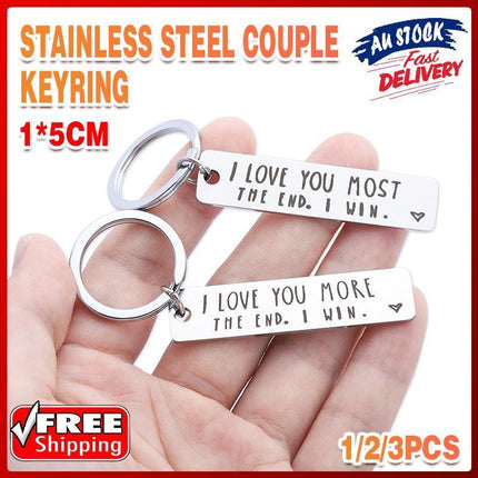 I Love You More The End I Win Stainless Steel Couple Keyring Keychain Gift Funny - Aimall