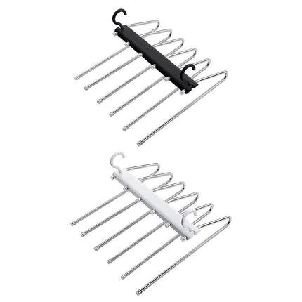 Stainless Steel Multi-Layer Pants Rack Folding Telescopic Anti-Slip Clothes Rack