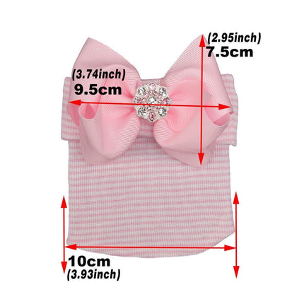 3PCS Baby Girl Knit Hat Pink Stripe Glitter Bow Newborn Pullover Warm Winter Cap