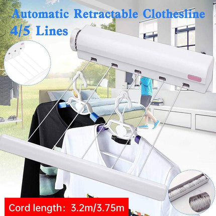 Wall Mounted Clothes Hanger Dryer Clothesline Laundry Washing Line Drying Rack