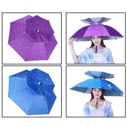 2-Layer Outdoor Foldable Sun Umbrella Hat Fishing Camping Headwear Cap Head Hat