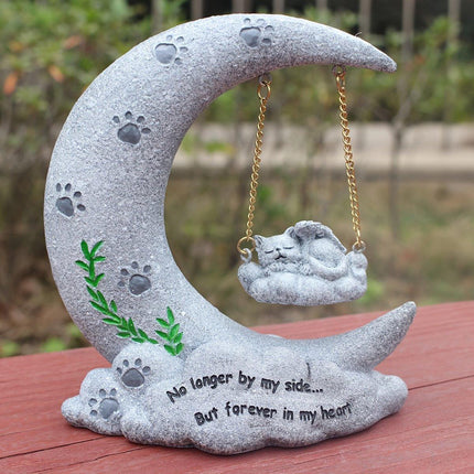 Moon Resin Pet Memorial Tombstone Ornament Garden Decoration for Lost Pets