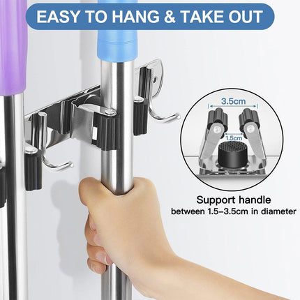 Punch-free Wall Mounted Mop Rack Nail-free Storage Rack Multi-use Mop Holder